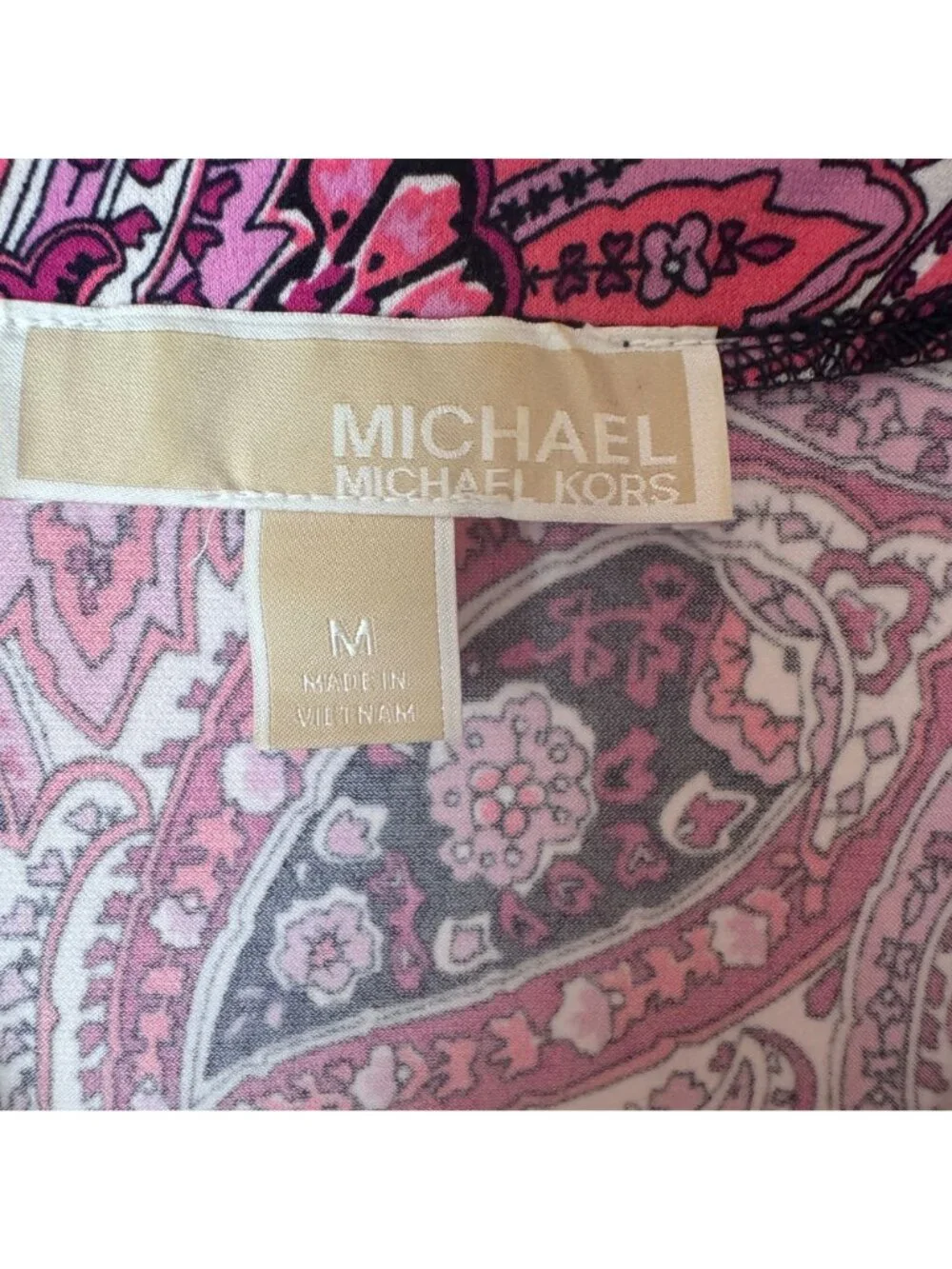 Michael Kors Women Pink Paisley Sleeveless Knee Length Dress Size M